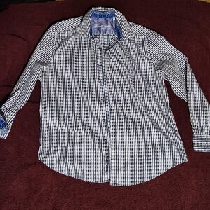 Robert Graham Navy and White Striped Shirt